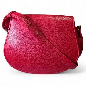 Cartier Shouldwr Flap Bag Classic Vintage Red Leather Purse